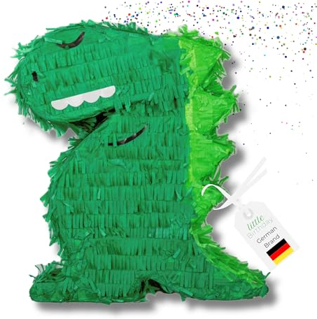 LITTLE BIRTHDAY | Dino Pinata | Piñata Geburtstag Mädchen und Junge | 40x33,5x9cm | Süssigkeiten Kindergeburtstag | Pinata ohne Füllung | Zum Befüllen | Dino Geburtstag für die Motto Party