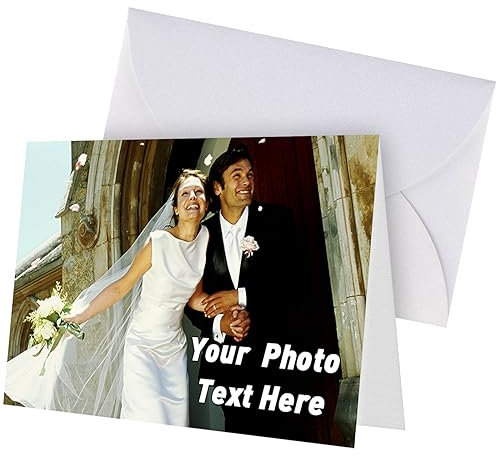 LucBuy Personalisierte Grußkarte mit Foto Text, Individuelle Dankeskarten mit Umschlag,Individuelle Einladungskarten als Geschenke,Geburtstagskarte für Weihnachten Hochzeit Abschluss Jahrestag (A1)