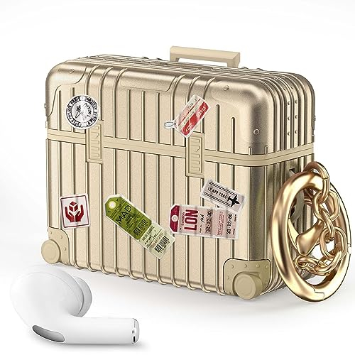 VISOOM Airpods Pro 2 Hülle Kompatibel mit Airpods Pro 2 2022 Case Cover Cute Stoßfeste Schutzhülle Weiches TPU mit Karabiner [Front-LED Sichtbar [Kabelloses Laden] (Gold)