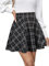 REORIA Damen ausgestellte A-Linie Faltenröcke Mini Karierter Rock Tennis Schule Tanz Skort Cheerleader Kostüm Schwarz Kariert M