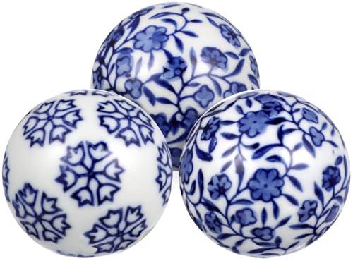 3 Piezas De Orbes De Porcelana Azul Y Bolas Decorativas Esferas Flotantes De Cerámica Bola De Piscina para Centro De Mesa Bandeja De Cuenco Jarrón Cesta Plato Pecera