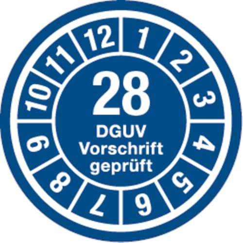 Dreifke® Jahresprüfplaketten, DGUV Vorschrift geprüft, 35 mm Dokumentenfolie selbstklebend, 10St
