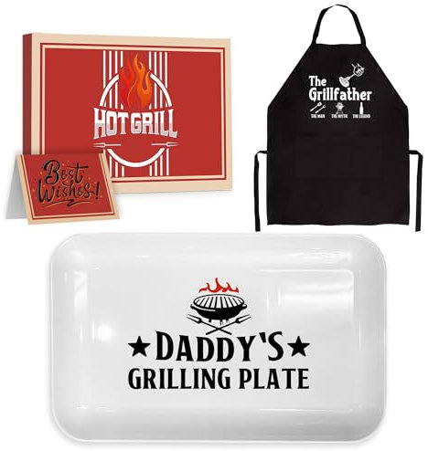 Vatertagsgeschenk für Papa Grillplatte von Tochter Sohn BBQ Grillen Serviertablett Teller Geschirr Papa Geburtstagsgeschenk für Salate Desserts Charcuterie Outdoor Indoor Kochen Vatertag