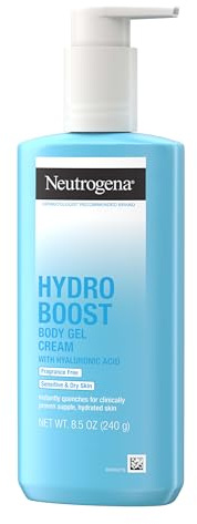 Neutrogena Hydro Boost Body Gel Cream Moisturizer with Hyaluronic Acid, Hydrating Lotion For Sensitive Skin, Fragrance Free, 8.5 oz