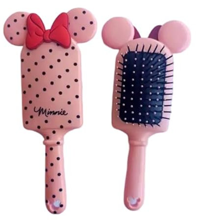 Paddle Hair Brush For Women and Girls, Detangler, Removes Knots and Tangles, For All Hair Types (Polka Dot - Minnie Mouse)