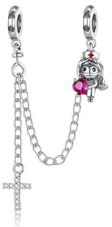 Rimgoris 925 Sterling Silber Charme für Frauen Armbänder Halskette Krankenschwester und Kreuz 5A Cubic Zirconia Valentine Krankenschwester Tag Geschenk Charms für Frauen Mädchen