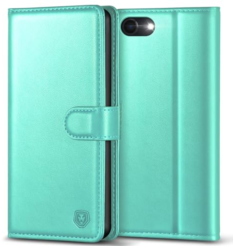 Handyhülle für iPhone SE 2022/2020 Hülle iPhone 7 / iPhone 8 Hülle Leder Klapphülle Brieftasche Kartenfach Ständer Magnet Handytasche Case Schutzhülle für iPhone SE 2022 5G/ SE 2020/8 / 7 - Eisgrün