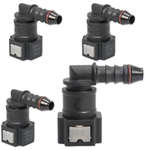 Wzhtuzi Kraftstoffleitung Verbinder Schlauchkupplung, 4 Stück Auto Kraftstoffleitung Verbinder, 90 Grad Schnellverbinder, Kraftstoffleitungsanschluss für 8mm Kraftstoffleitung