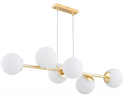 KAR LIGHTING Pendelleuchte 6-flammig Gold Glas klassische Hängelampe E27 LED geeignet Wohnzimmerlampe Esszimmerlampe Schlafzimmerlampe Flurlampe höhenverstellbar zeitlos elegante Innenbeleuchtung