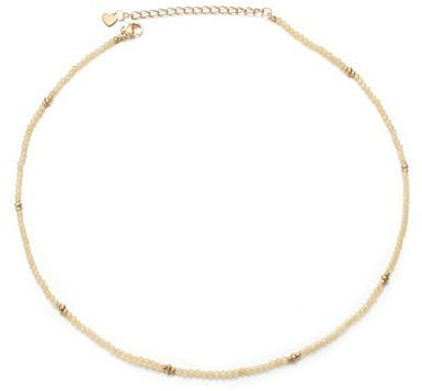 Aleasha Gelb kleine Citrin-Halskette Damen 2mm Boho Strand Kette Edelstahl Gelb Edelstein 45cm Handgefertigt Choker Schmuck Geschenk