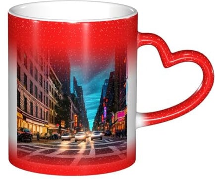 WYCZHY Magic Colour Changing Coffee Tea Cup Heat Change Coffee Streets of New York City Mug 11oz Ceramic Color Changing Cup