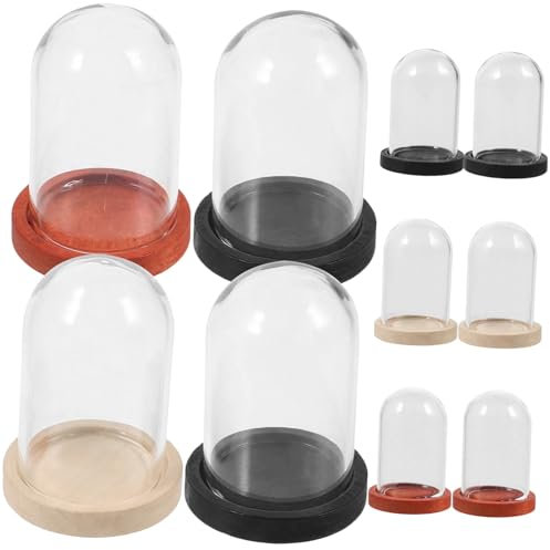 ABOOFAN 10 Sätze Konservierte Blumenvitrine Glocke Aus Klarem Glas Blumenaquarium Glaskugel Votivhüllen Kleine Glasvitrine Kuppel Als Tafelaufsatz Glasglocke Klare Glaskuppel Hölzern