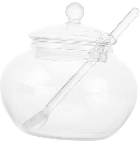 BIUDECO 2juegos Tarros Herméticos De Vidrio Para Condimentos Con Cuchara Mini Tarro De Miel y Azúcar Para Cocina Frascos Sellados Duraderos Para Almacenaje De Especias