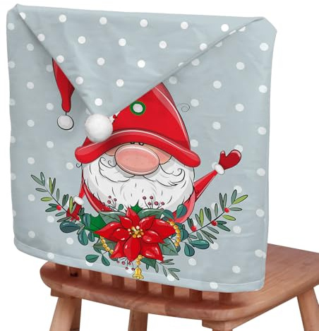 Treer 2024 Stuhlhussen Weihnachten 2/4/6/8er Set, Cartoon Stuhlüberzug Nikolaus Weihnachtsdeko für Zuhause (Grau, 2er Set)