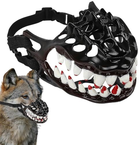 Maulkorb für Hunde Halloween mit gruseligen Zähnen | Urkomisches -Kostüm für Hunde | Maulkorb gegen Beißen verstellbar für Hunde mit großen Zähnen | Halloween-Kostüm-Zubehör