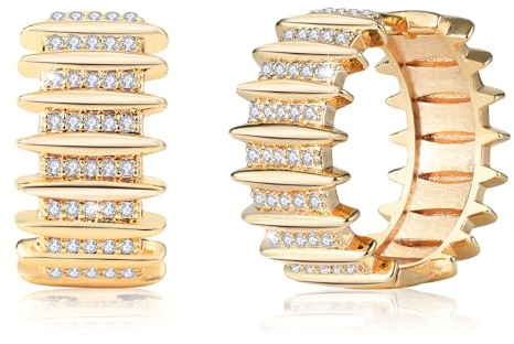 Richapex 18k Vergoldet Ohrringe Gold Creolen, Creolen Gold Mit Zirkonia | Hypoallergen Gold Ohrringe Damen, Statement Ohrstecker Gold, Geschenk Für Damen, Geeignet Für Tägliche Partys, Geschenkbox