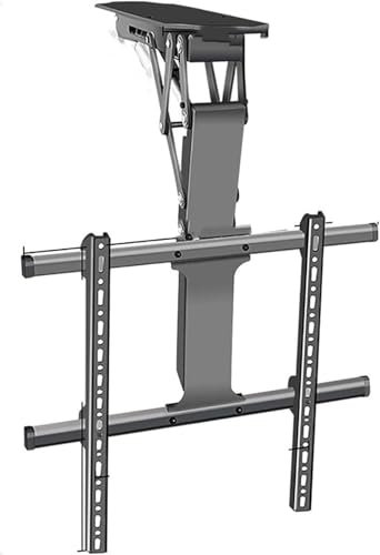 Electric Ceiling TV Mount, Motorised TV Bracket, Electric TV Ceiling Mount Tilt and Swivel TV Mount, Folding Motorized Sloping Roof Mount TV Wall Bracket Mount