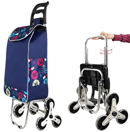 YEQING Carrellino Spesa con Ruote, 35,6 L Carrello Spesa Pieghevole con Doppio Gancio e Corda di Legatura, Carrellino con Ruote Portatutto