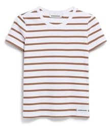 ARMEDANGELS Damen RIPP-T-Shirt aus Bio-Baumwoll Mix KARDAA Stripes Slim Fit White-Pale Umber M