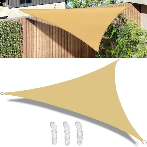 Kezidhp Toldo Vela Triangular 2,5 x 2,5 x 3m - Sombra Jardín Terraza Balcón - HDPE Transpirable - 95% UV - Incluye Cuerdas - Resistente Lluvia/Viento(Amarillo)