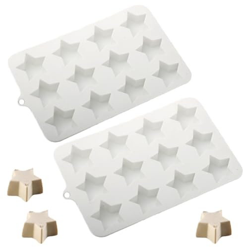 Bustlwor 2 Stück Star Schokolade Form, 12 Hohlraum Candy Silikonformen Stern Form, für Produktion Eiswürfel, Schokolade, Gelee (Weiß)