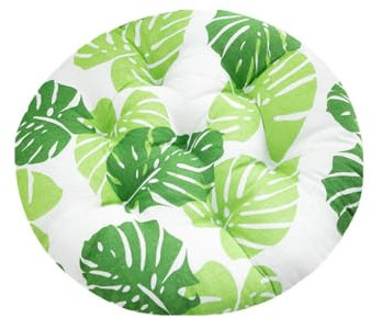 KIXZSAZ Set 4 Sitzkissen Stuhlkissen 40 x 40 cm Gartenstuhl Balkon Terrasse Sitzauflage Runde Multifunktionskissen, Grünes Barbarablatt, 1