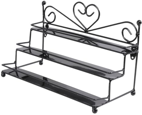 Nagellackhalter Organizer mit 3 Reihen aus Metall in Schwarz | Herzform, Rutschfester Standfuß, für Kosmetik und Flaschen, Elegante Deko für Zuhause