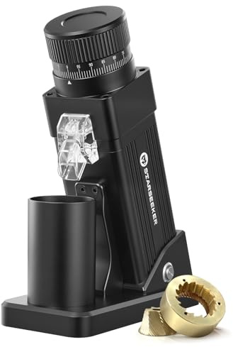 STARSEEKER E55Pro Macinacaffè elettrico, 55 mm, in titanio, macinino professionale per espresso con regolazione continua, tecnologia antistatica, per casa, ufficio, bar (nero)