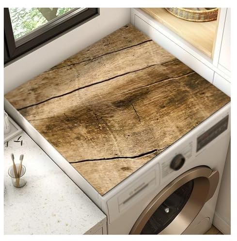 Housse protection plan travail machine à laver, housse anti-poussière dessus d'appareil, tapis protection, texture bois rétro, for machine à laver et sèche-linge universelle domestique(Beige,50x50cm)
