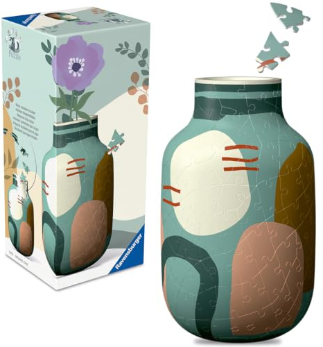 Ravensburger 3D Puzzle Vase sage im abstrakten Design mit integriertem Wasserbehälter - für echte oder künstliche Blumen - Home Deco