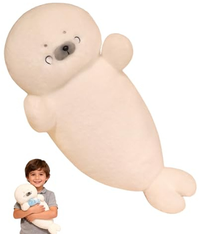 Xiyocadt Robbe Kuscheltier XXL,Weiße Robbe Plüschtier,Chubby Seal Pillow,Kawaii Spielzeug Kissen Stofftier,Robbentierkissen Spielzeug für Kinder Freunde und Familie (70cm,F)