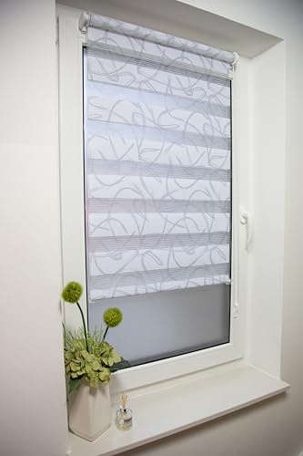 Klemmfix- Duorollo/Doppelrollo mit Druckmotiv Detroit mit verstellbaren Klemmträgern, Montage ohne Bohren, Breite: 90 cm/Höhe: 210 cm, Farbe: Taupe