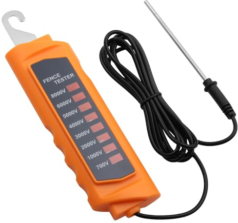 Neoteck Elektronischer Zaunlinientester 700-8000V Zauntester mit 8 Neon-Indikatorleuchten tragbarer Zauntester für Bauernhöfe, tragbares Prüfwerkzeug für Fehlersucher