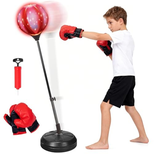 CEWROM Punchingball Boxen Set 82-125 cm höhenverstellbar, Boxhandschuhe & Pumpe, Leuchtender Punching Bag für Teens & Adults, Speed Bag for Training, Boxing Equipment, Stress Relief & Fitness