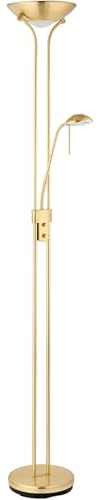 National Lighting Mother and Child Uplighter Floor Lamp with Reading Light - Satin Brass Finish Floor Lamps for Living Room R7s/G9 Bulbs (Bulb Included)