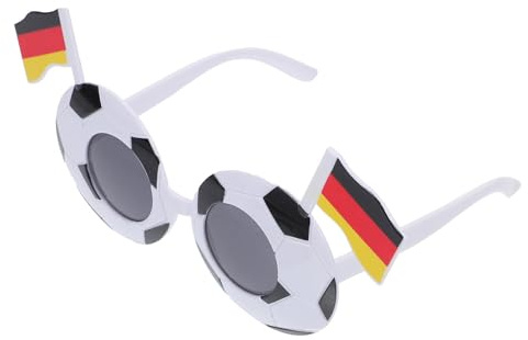 Healvian Lunettes de Soleil de Fête en Plastique Solide, Forme Ballon de Football Drapeau Allemand, Accessoire D'encouragement Original pour Supporters, Lunettes Déguisement Amusantes