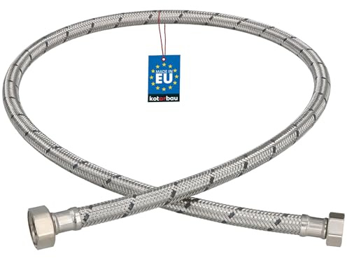KOTARBAU® Flexschlauch 1/2“ x 3/8“, Wasserschlauch, Panzerschlauch 100 cm | Anschlussschlauch für Armatur, Schlauch Für Wasserhahn, Edelstahlummantelt, Silber