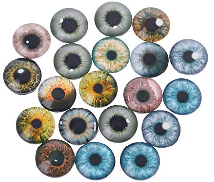 AXMQILY 20pcs Glass Eyes, Contacts Lenses Coloured for Eyes, Suitable for Various Types of Puppets, Such As Dolls, Bear, Plush Animals
