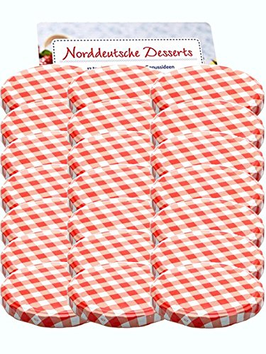 50er Set Ersatzdeckel Twist-Off-Deckel für Sturzgläser To 82 Rot Karriert Sturzglas passend für 230, 350, 435, 540, 565 ml Einmachgläser Einkochgläser