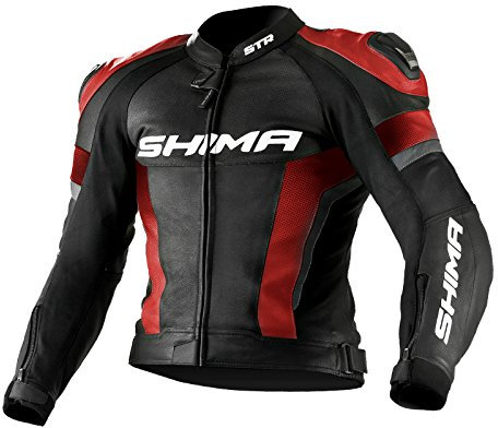 Shima STR JACKET ROSSO, tuta da motociclista sportiva perforata in pelle (Taglie: 46-56)