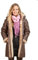 Frauen Braun Lange Winterlich Mit Kapuze Shearling Schaffell Leder Duffle Mantel 4XL