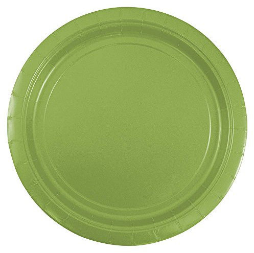 JAM PAPER Round Paper Party Plates - Medium - 9 Inch - Lime Green - 50/Pack