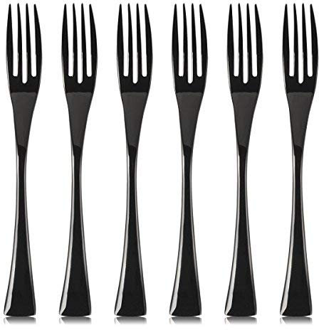 LEKOCH 4 Stück 18/10 Edelstahl Matte Kuchengabel Tafelgabeln Set 18.5cm (Schwarz 2)
