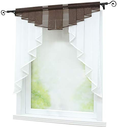 Joyswahl Kleinfenster Scheibengardine Voile Bistrogardine »Gerda« mit Tunnelzug Transparente Gardine Stores BxH 140x145cm Braun 1er Pack
