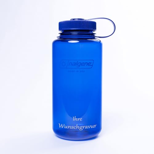Nalgene Trinkflasche 'Weithals-Sustain' - 1 L (denim, mit Namensgravur, 1 Liter)
