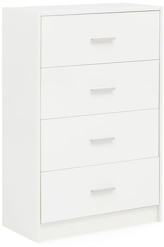 WOHNLING Aparador de diseño WL5.864 Blanco Aparador Alto Brillo 60x90x30 cm Madera Moderno | Cajonera con cajones Estrechos Comedor | Pequeño Armario para Todo Uso Pasillo Dormitorio de Cofre de Lino