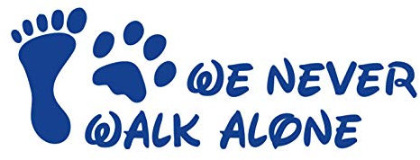 kleb-Drauf | 1 We Never Walk Alone | Blau - glänzend | Autoaufkleber Autosticker Decal Aufkleber Sticker | Auto Car Motorrad Fahrrad Roller Bike | Deko Tuning Stickerbomb Styling Wrapping