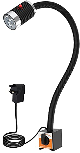 Magnetic Work Light 900 Lumen 120v Led Spot Lamp with 20 inch Flexible Gooseneck Adjustable Base for Lathe CNC Milling Drilling Machine Woodworking Workbench Industrial Lighting