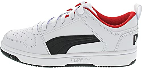 Puma 370490 Unisex-Kinder Sneaker, Puma White-Puma Black-High Risk Red, 38.5 EU