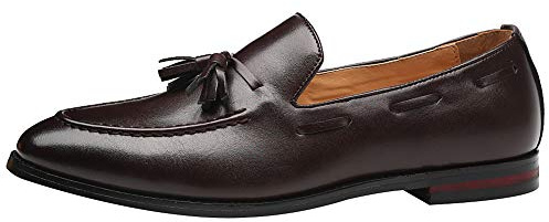Jamron Hombres Clásico Estilo Británico Borla Mocasines Cuero Sintético Ligero Mocasín Pantuflas